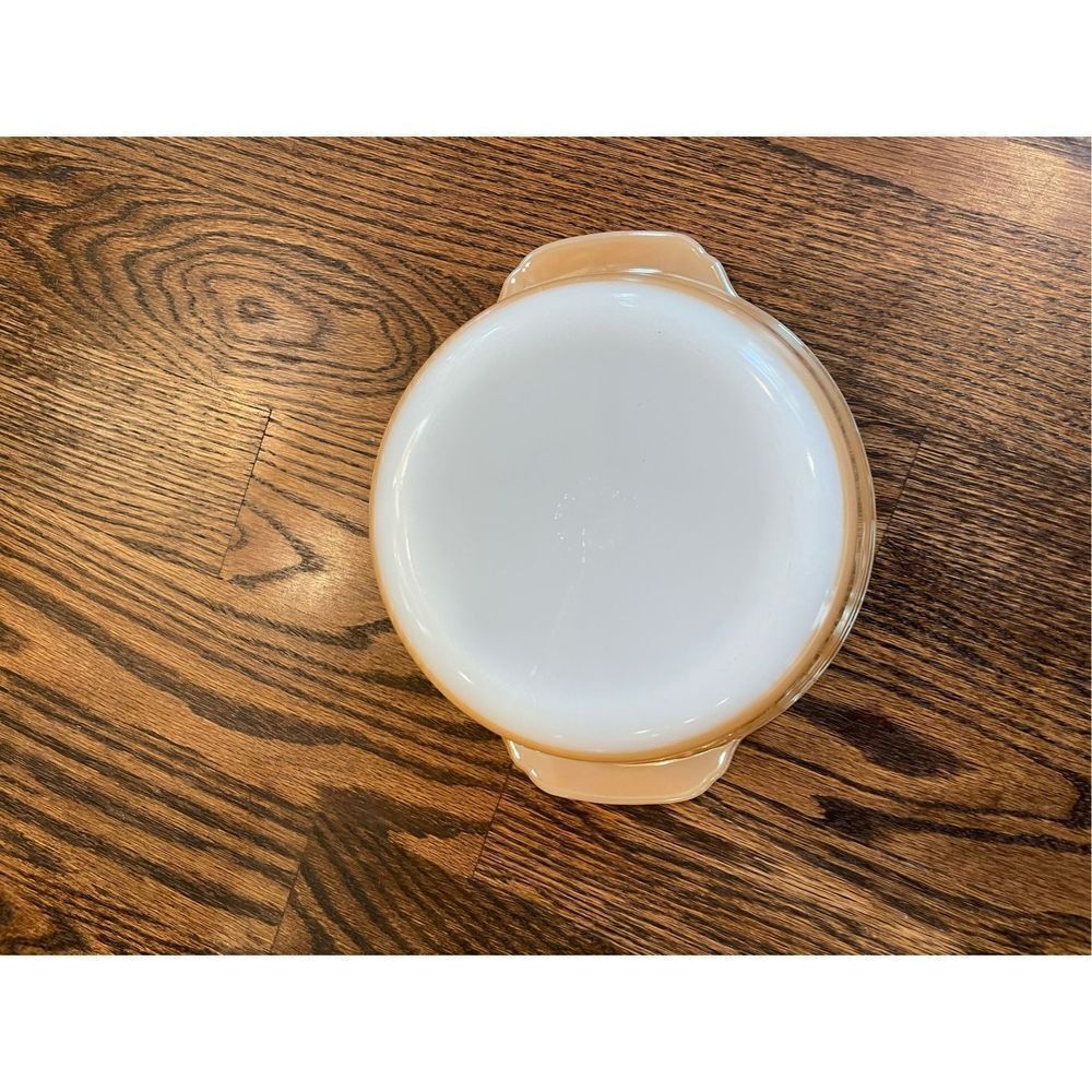 Fire King, Peach Lustre, Casserole,  Vintage, MCM, 11, 1 1/2 Quart,  Round, Doub - Picture 5 of 7